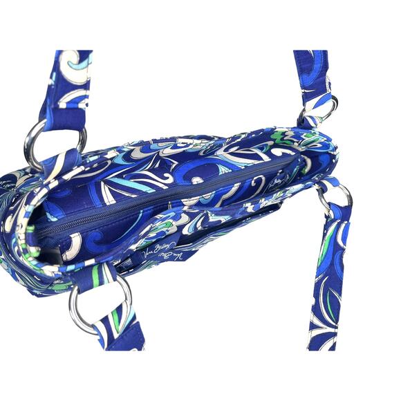 Vera Bradley Mediterranean SATCHEL HANDBAG Purse Blue White Green Floral Swirl - Picture 4 of 7